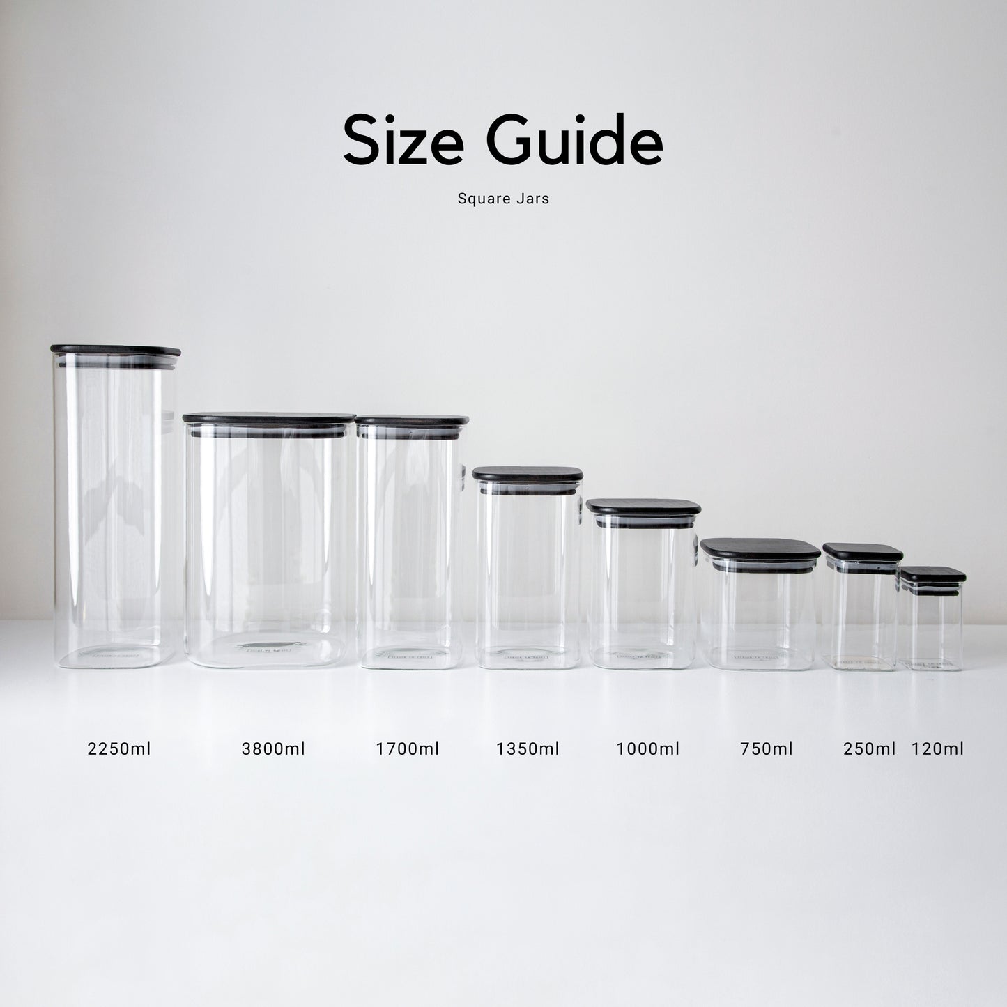 Square Bamboo Glass Jar 250ml