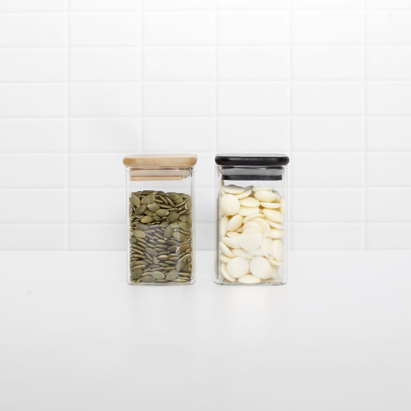 Square Bamboo Glass Jar 250ml