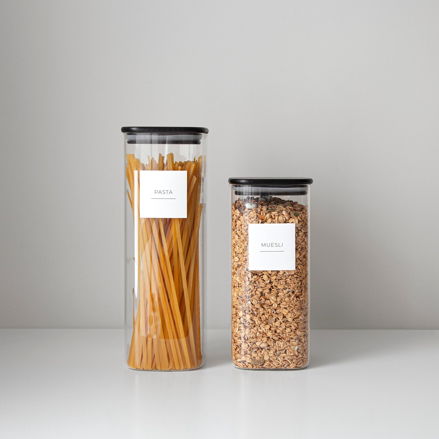 Square Bamboo Glass Jar 1700ml