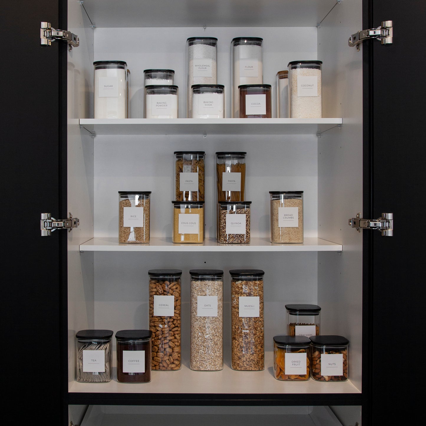 Square Bamboo Glass Jar Pantry Pack