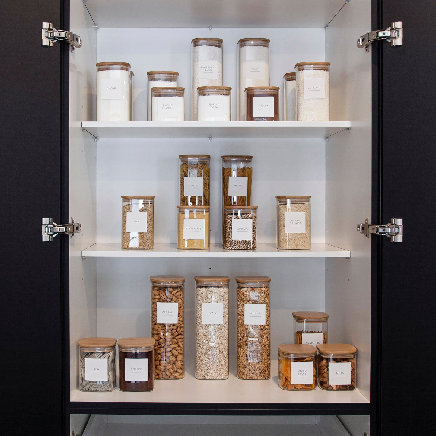 Square Bamboo Glass Jar Pantry Pack