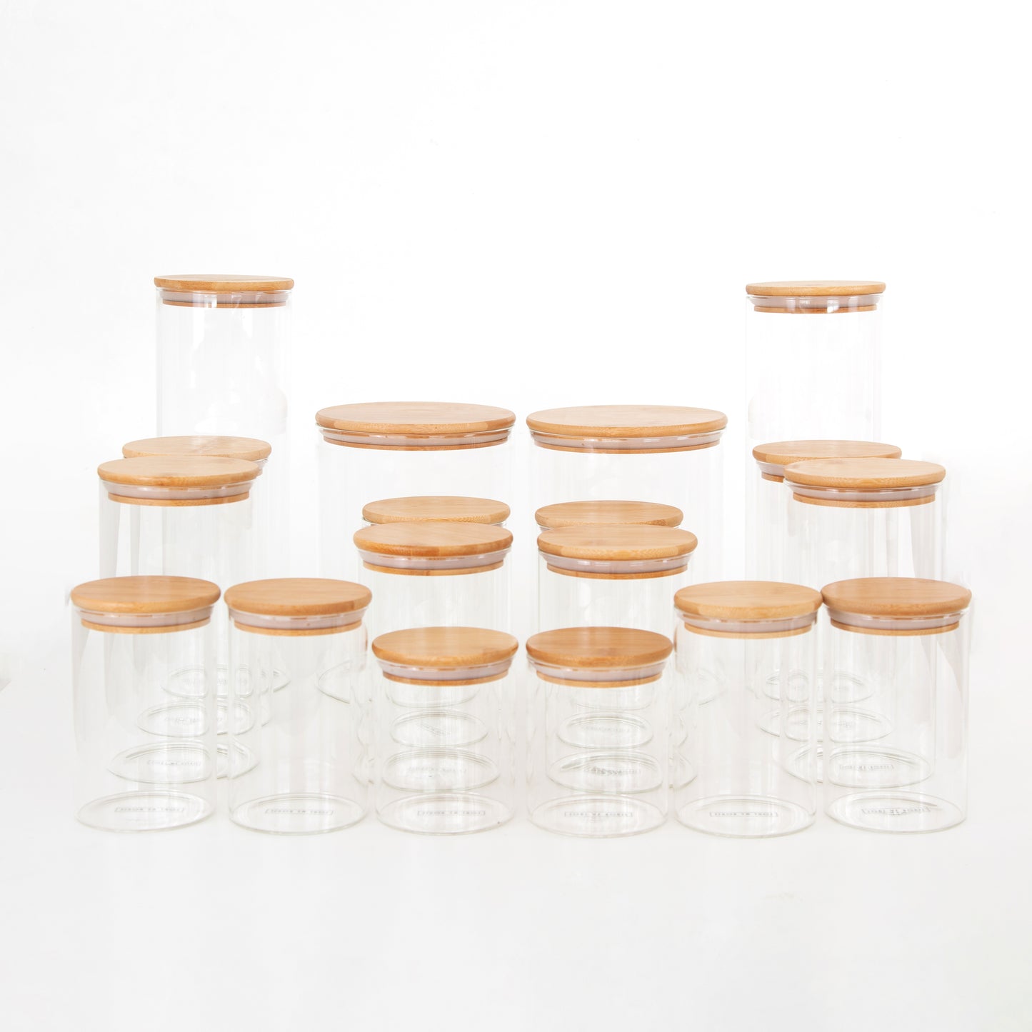 Round Bamboo Glass Jar Pantry Pack