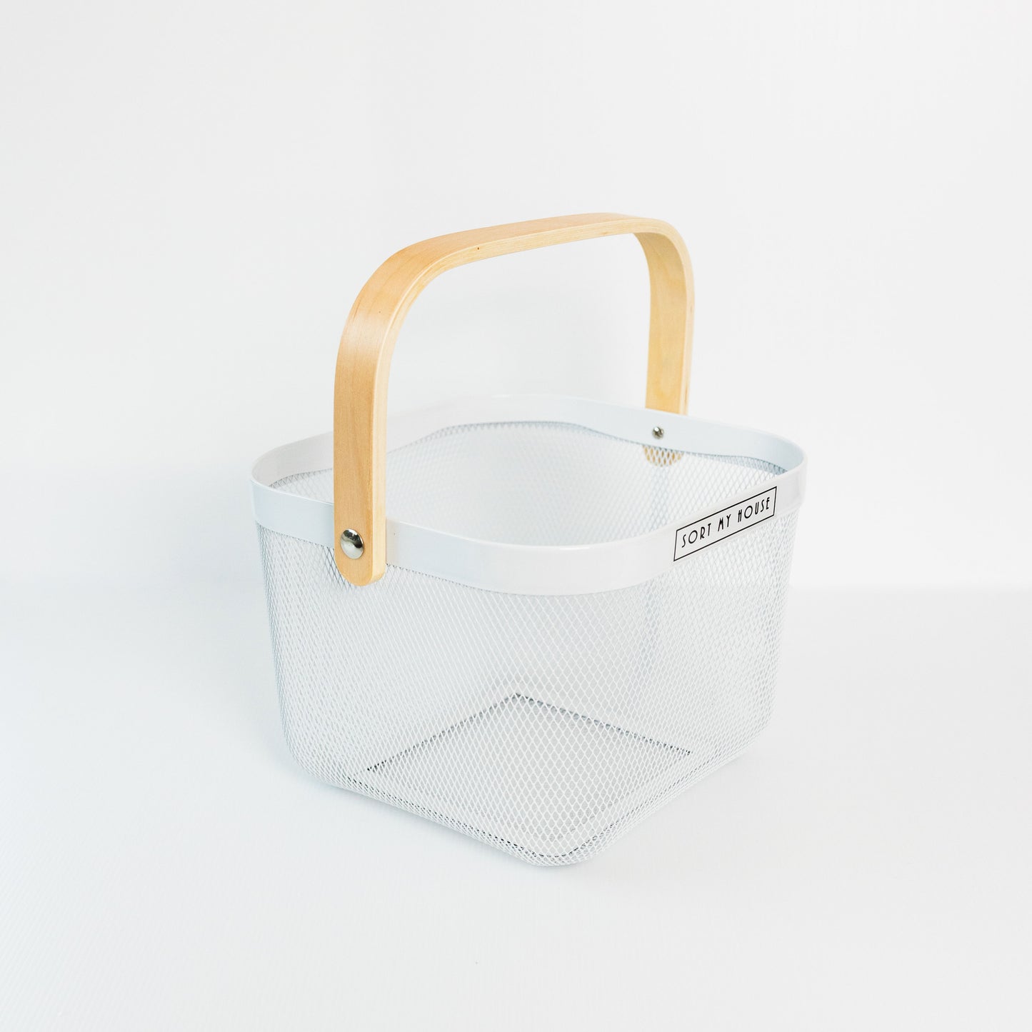 Wire Mesh Basket with Wooden Handle