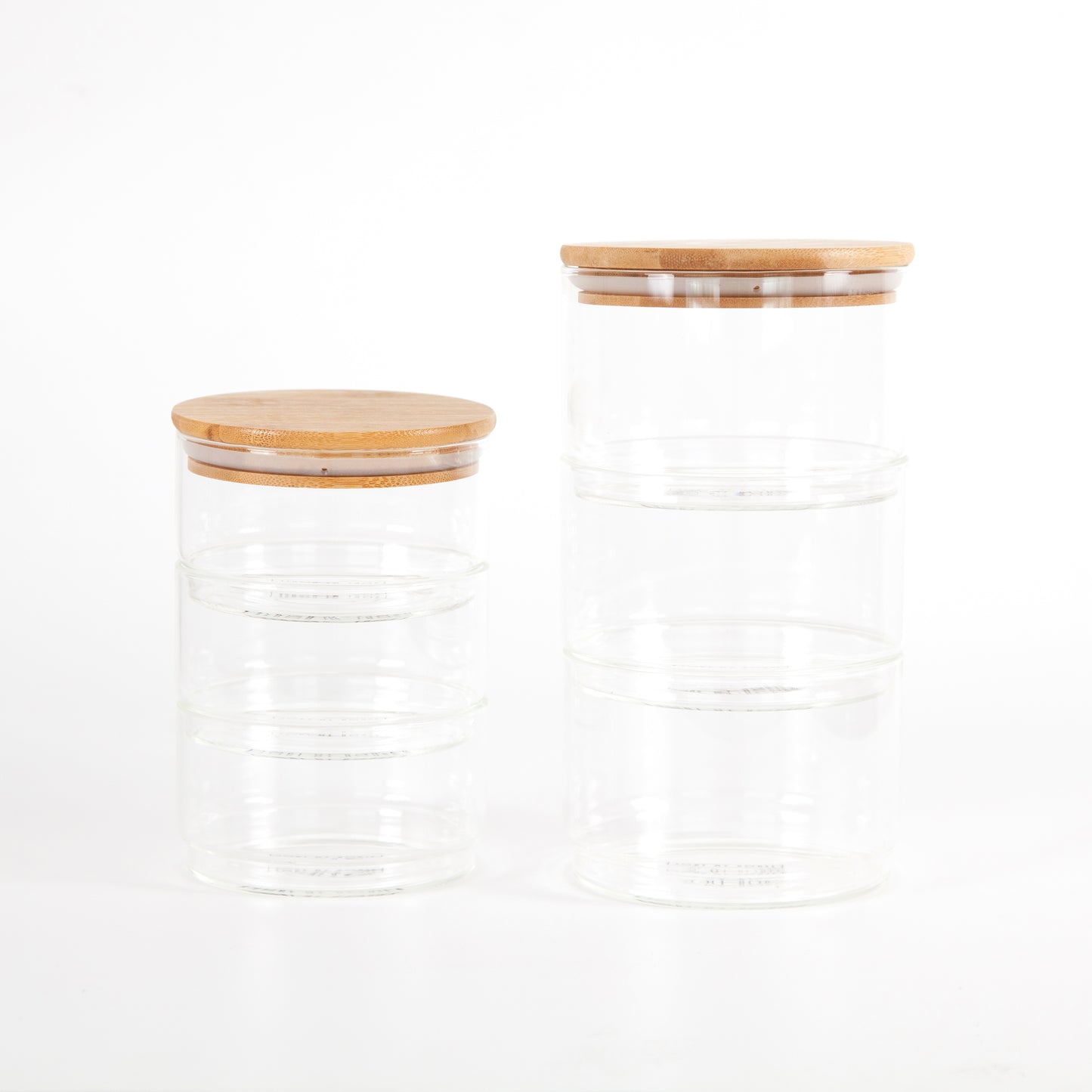 Bamboo Glass Jar 3 Stack