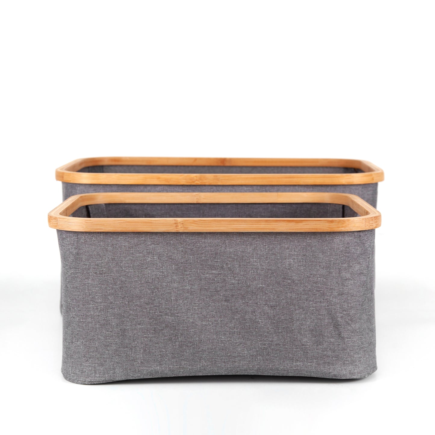 Bamboo Rim Linen Basket