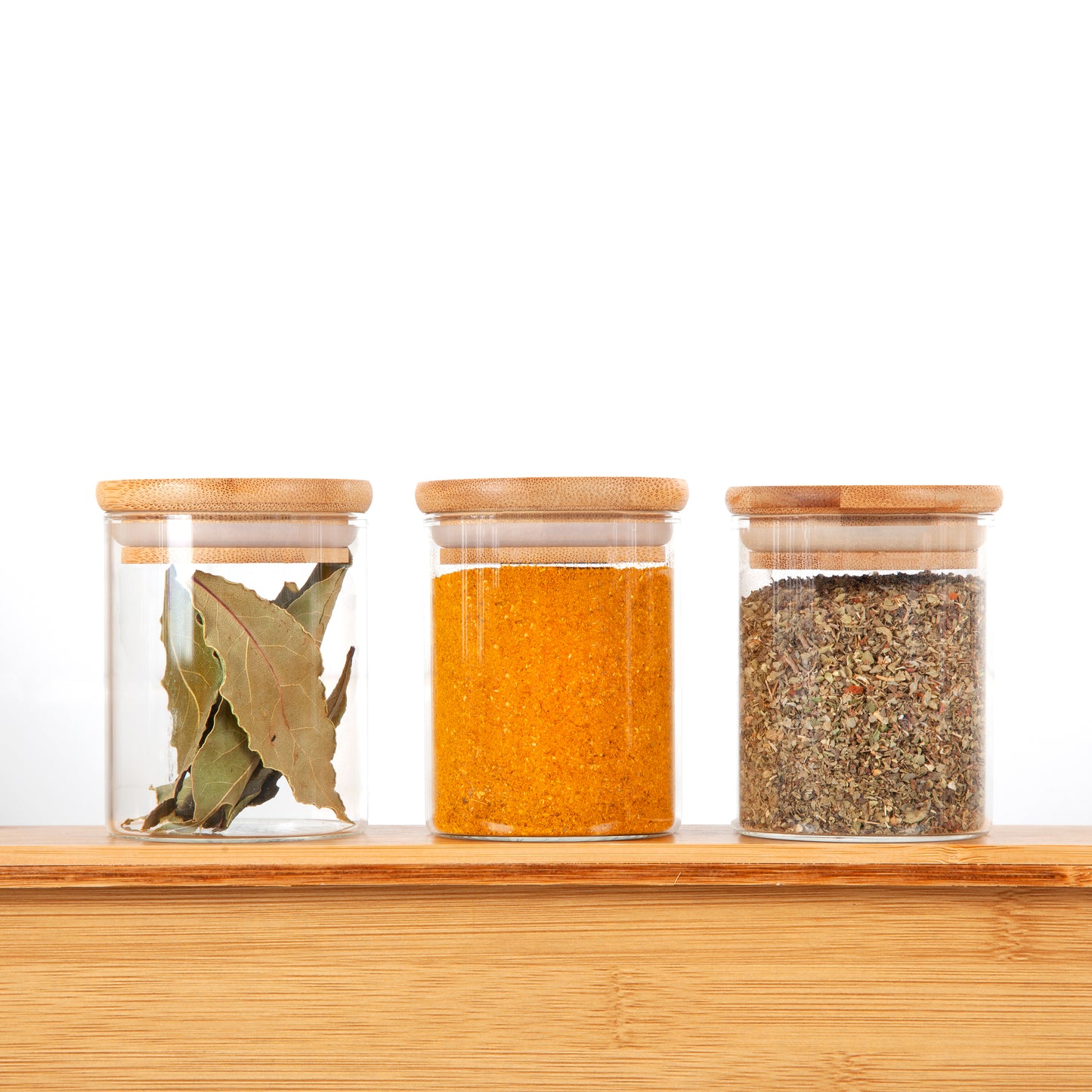 Large Spice Bamboo Glass Jar- 250ml