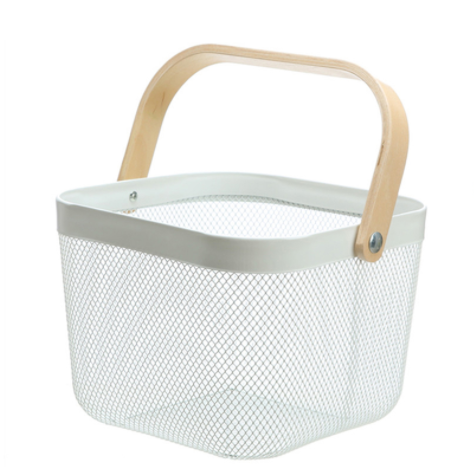Wire Mesh Basket with Wooden Handle