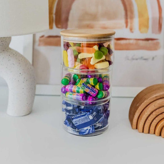 Bamboo Glass Jar 3 Stack