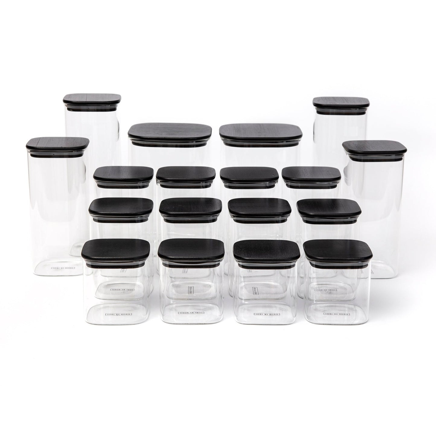 Square Bamboo Glass Jar Pantry Pack