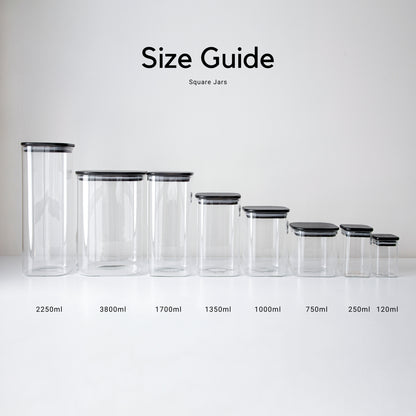 Square Bamboo Glass Jar 750ml