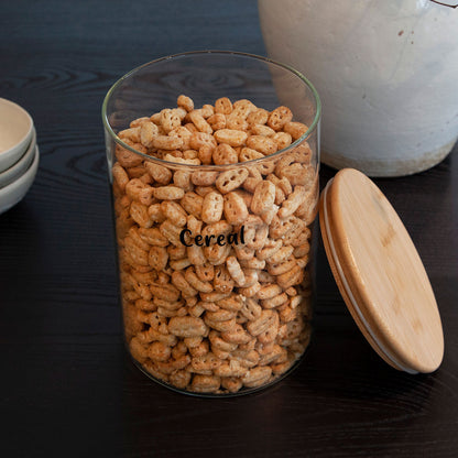 The Daily Essentials Jar Set: 10 Piece Round Bamboo Glass Jar Set