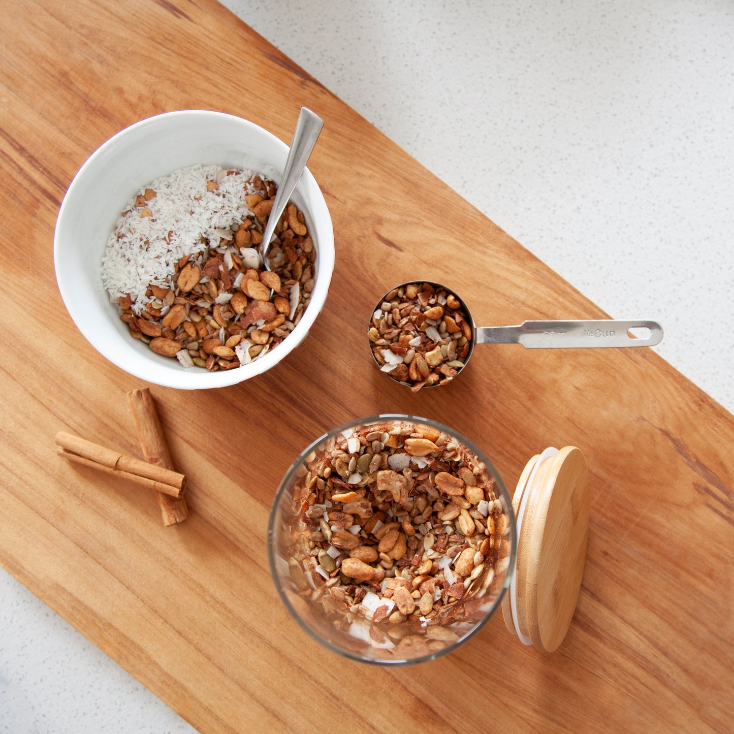 Nuts and Seeds Set: 10 Piece Small Bamboo Glass Jars Set