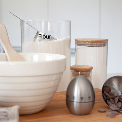 The Baking Essentials Set - 8 Piece Round Bamboo Glass Jar Set