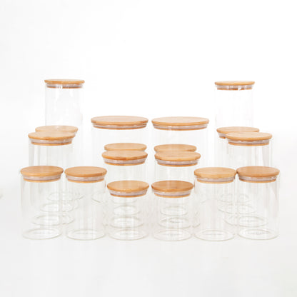Round Bamboo Glass Jar Pantry Pack