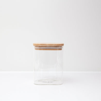 Square Bamboo Glass Jar 250ml