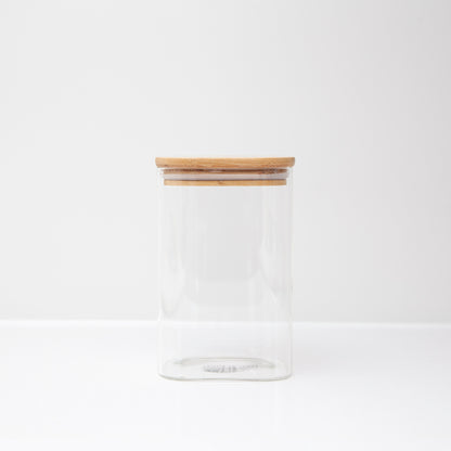 Square Bamboo Glass Jar 900ml