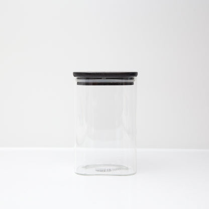 Square Bamboo Glass Jar 1100ml