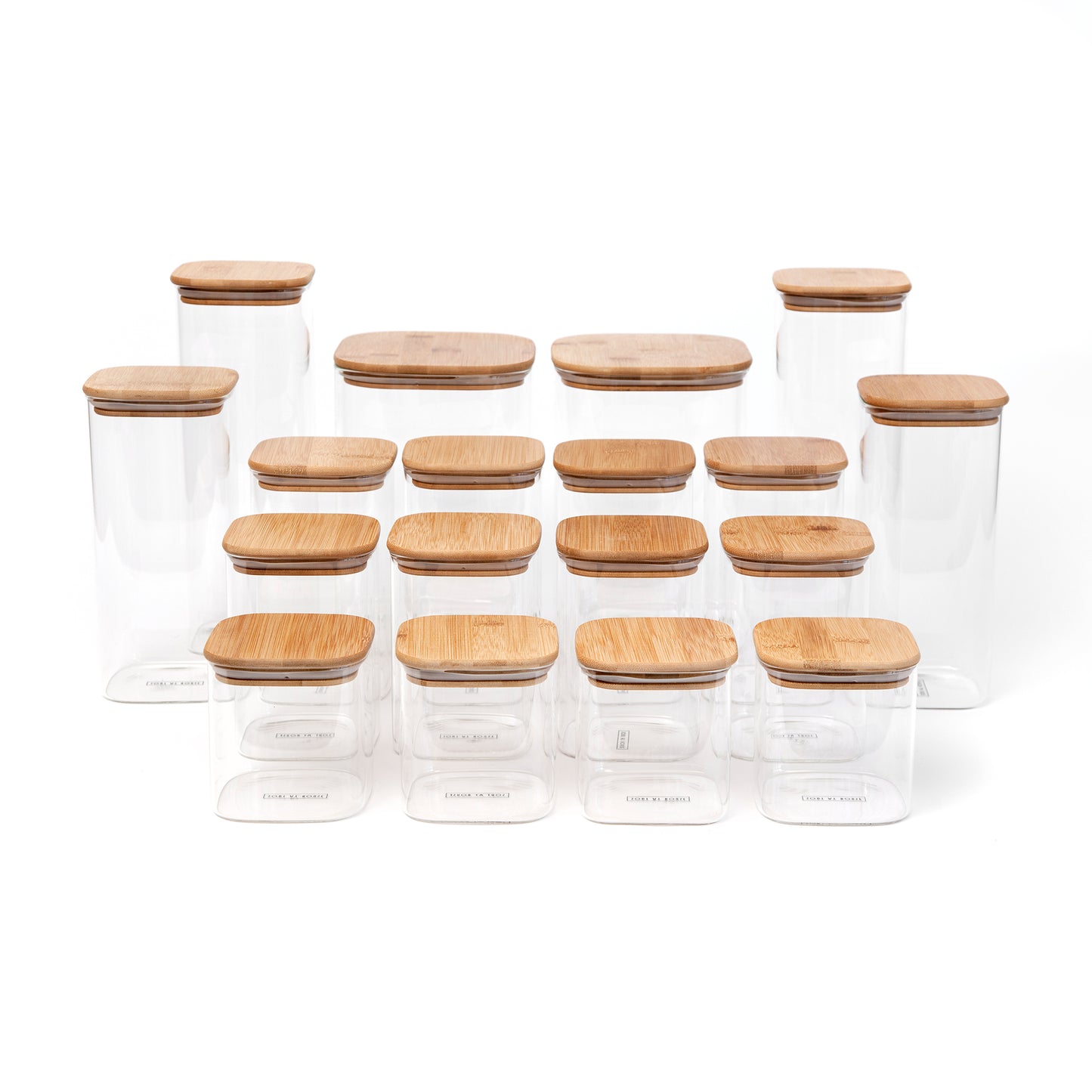 Square Bamboo Glass Jar Pantry Pack